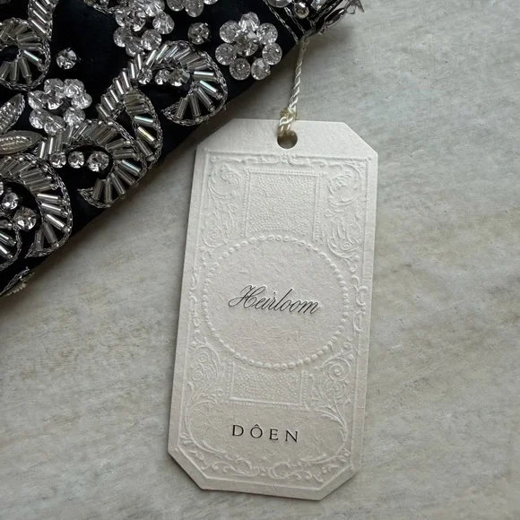 NWT Doen Heirloom Black and Silver Floral Lais Mini Bag - Picture 4 of 7